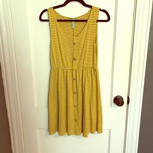 Mustard yellow striped tank dress